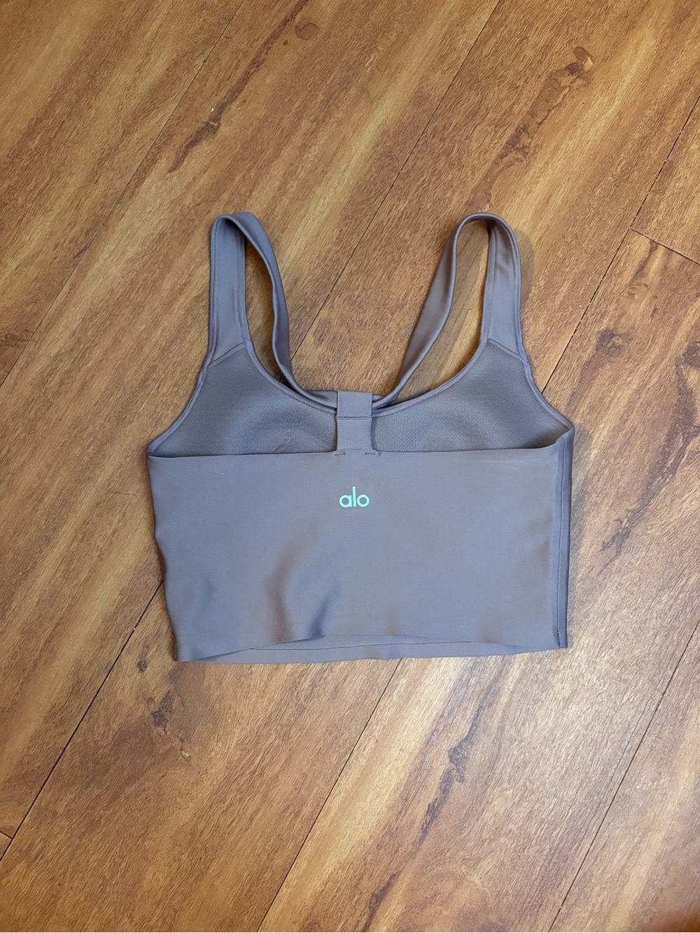ALO Yoga Taupe Longline Scoop-Back Sports Bra